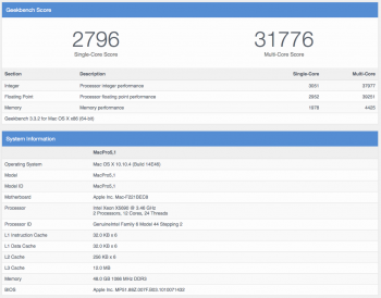 APPLE Mac Pro 12 Core 3,46 GHz 48 GB RAM Quadro 5000 SSD